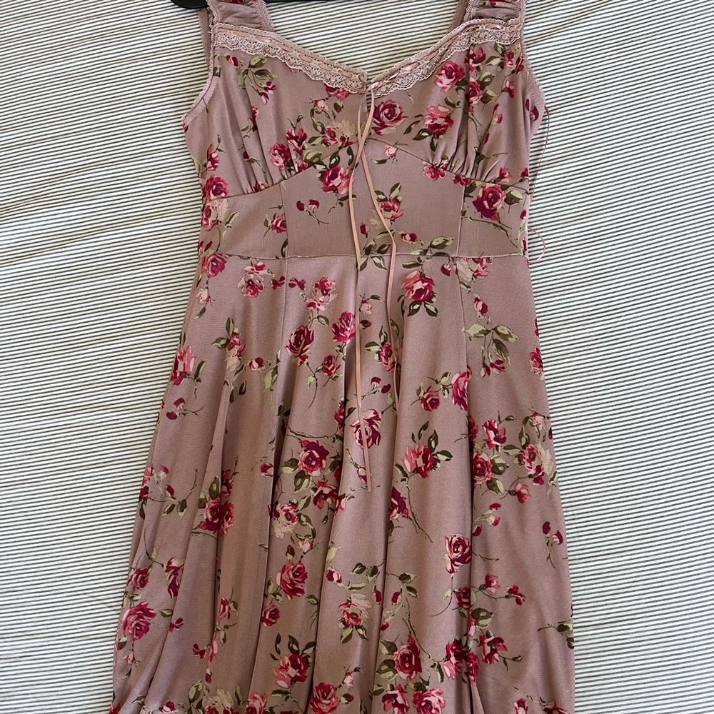 Womens Floral Y2k Whimsygoth Midi Dress- Size S